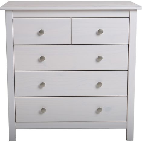 Commode, meuble de rangement en pin coloris blanc- Longueur 79 x Profondeur 40 x Hauteur 80 cm -PEGANE- (1/5)