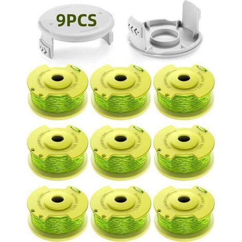 Bobine Coupe-Bordure - Fil 2,0 mm - Longueur 3,4 m - Compatible Ryobi One+ 18 V 24 V 40 V - 9 Pièces + 2 Couvercles (1/2)