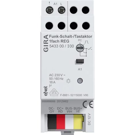 Gira Radio Actuador de interruptor/pulsador 1f REG Gira eNet [543300], 5433 00