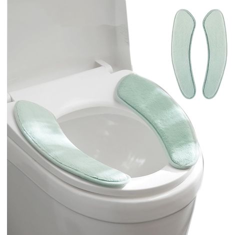 1 Paar dicke und warme Toilettensitzbezüge - Waschbare und wiederverwendbare Wintermatte - TPR-Kleberückseite (grün) (1/5)