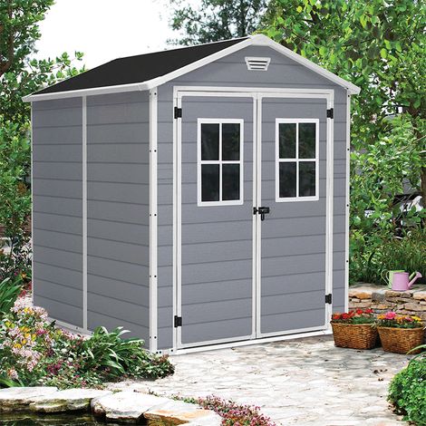 Casetta in resina grigia - MANOR PREMIUM® 86 - 4,4 m² + Porta-finestra doppia
