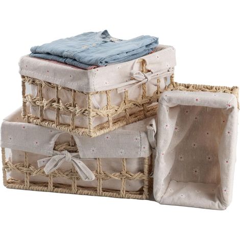 Lot de 3 paniers de rangement tressés pour la maison, le bureau