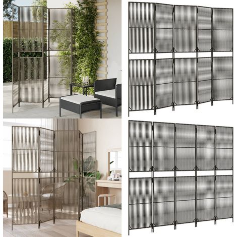 Paravent 5-tlg. Grau Poly Rattan - Raumteiler - Paravent - Trennwandsystem - Privacy Screen - Design Möbel - Home & Living (1/5)