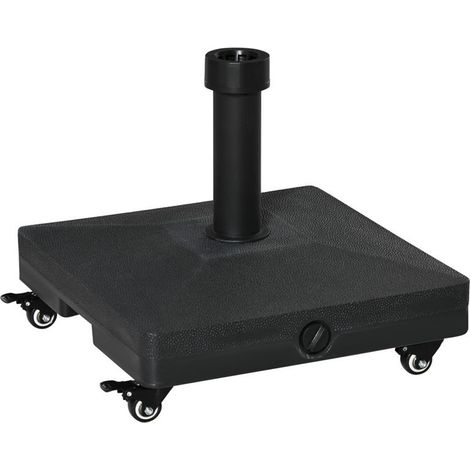 BASE PER OMBRELLONE CON RUOTE PER PALI DA Ø28-38MM 45X45X39 CM NERO (1/5)