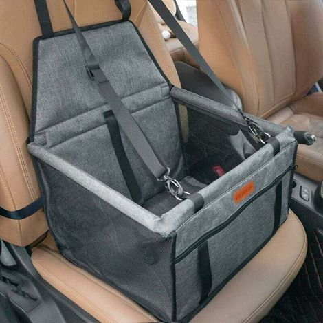 Trasportino per cani e gatti con seggiolino rialzato, borsa traspirante per auto con cintura di sicurezza per cani e gatti, grigio (1/4)