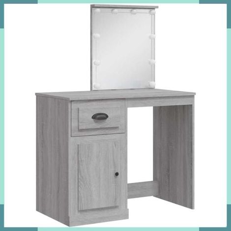834976 Coiffeuse avec lumières LED sonoma gris 90x42x132,5 cm (1/5)