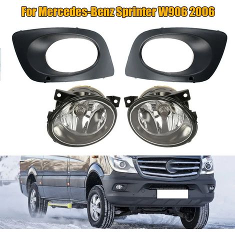 Paire Complète Anti-brouillards Avant Gauche et Droit + Cadres de Garniture Noir pour Mercedes-Benz Sprinter W906 2006-2016 / Volkswagen Amarok 2010 à 2016 Feu antibrouillard halogène 12V 55W carénag (1/5)