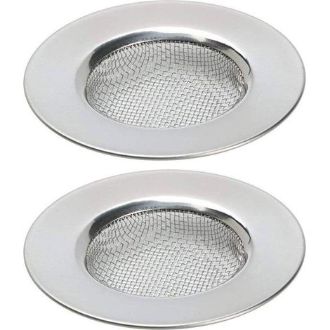 Set di 2 filtri per scarico lavello da cucina in acciaio inox, colore argento.