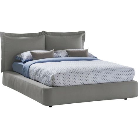 Talamo Italia Cama matrimonial Cornelia, Cama contenedor con revestimiento de tela, 100% Made in Italy, Apertura frontal, adecuado para colchón 160x190 cm, Gris, con embalaje reforzado