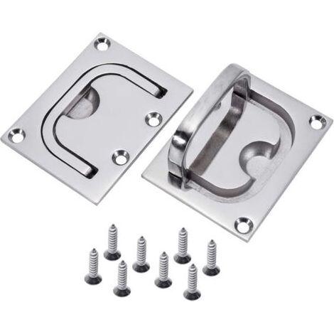 Poignée de porte carrée pour serrure de sol avec anneau de traction, matériel marin pour camping-car, 1 pièce, argent (1/4)
