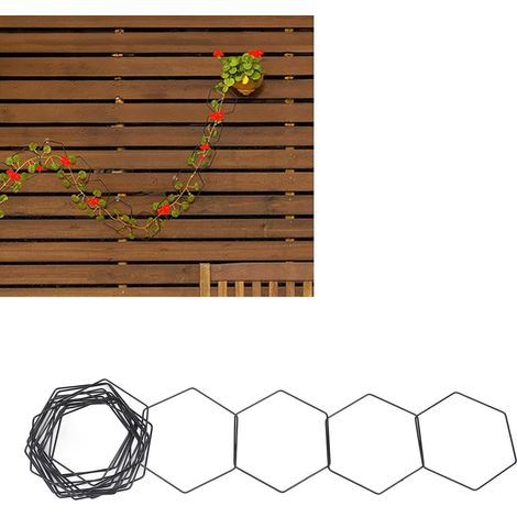 Enrejado hexagonal de 228,6 cm de largo fabricado en acero al carbono con 6 elementos de montaje para plantas trepadoras de interior y exterior. (1/5)