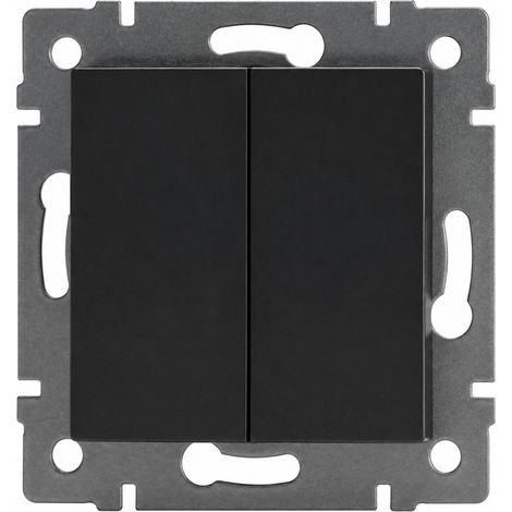 Interrupteur Mural 2 Gang 1 Way Série G Double Allumage PC Noir 13 × 9 × 10 cm 250V 4000W – Livraison gratuite