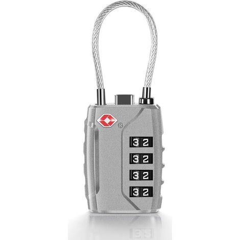 Cadenas Valise TSA, Cadenas Code 4 Chiffres Cadenas Valise Avion, Serrures à Bagages Cadenas Voyage pour Valise Avion Casier (argent) (1/5)