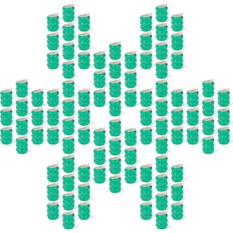 vhbw 100x NiMH replacement button cell battery tab type V80H 3 pins 80mAh 3.6V suitable for model building batteries, solar lights etc. (1/4)