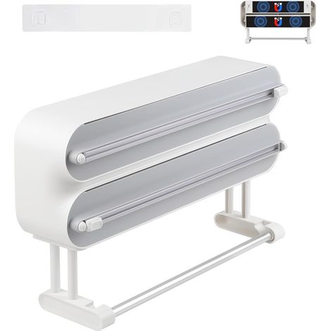 Derouleur Film Alimentaire Magnétique, Distributeur Aluminium et Film Alimentaire, d'organisateur de Papier Aluminium, Coupe-Film-Alimentaire pour Tiroir de Cuisine, Support Sopalin (1/5)