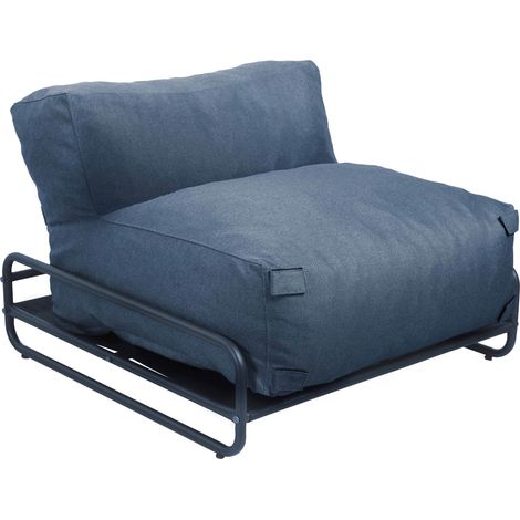 Chauffeuse pour salon de jardin modulable avec structure bleu pacific - Mixi
