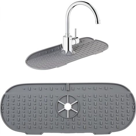 Tappetino in silicone anti-schizzi per rubinetti di lavelli da cucina e bagno - Grigio