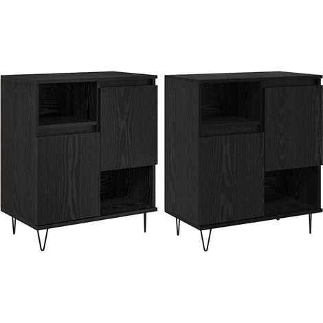 2 pcs Buffet,Bahut,Meuble de Rangements Chêne noir 120 x 35 x 70 cm Bois d'ingénierie CFW95946 (1/5)