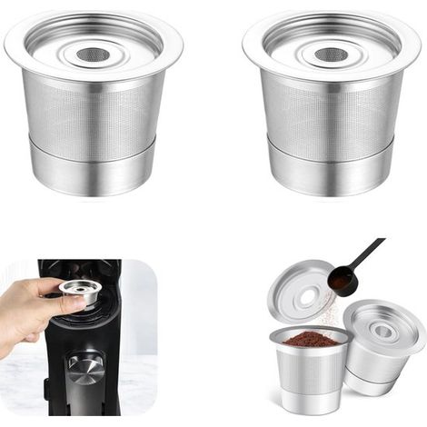 Recharges de capsules à café lot de 2 - filtres en inox 4,2 x 5 cm, argent (1/5)