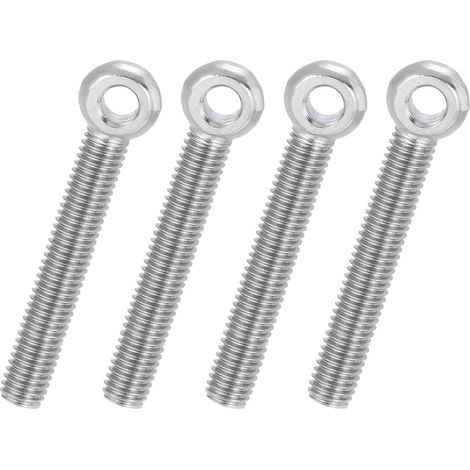 4 Pcs Boulon à Œil M8x65mm Boulon à Œillet de Levage pour Balancement d'Épaule, Vis Poisson en Acier Inoxydable 304, Filetage Métrique à Demi-Denture Trou Coulissant, Argentée (1/5)