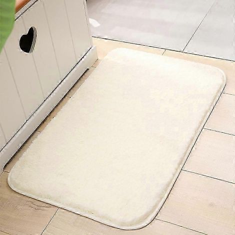 Tapis de sol moelleux et absorbant antidérapant 60 x 110 cm couleur ivoire (1/2)