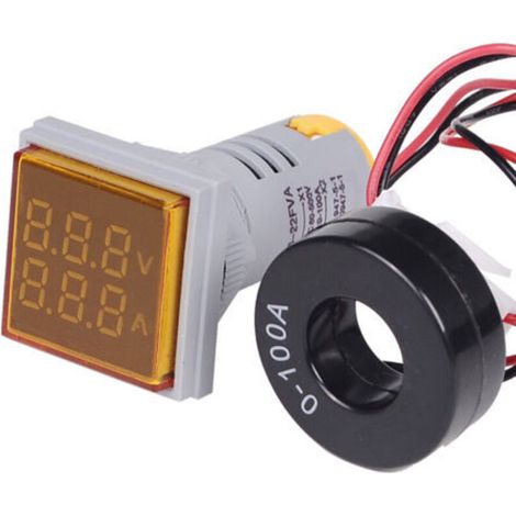 Indicateur lumineux combiné tension courant alternatif numérique - Mesure précise & surveillance en temps réel,jaune (1/4)