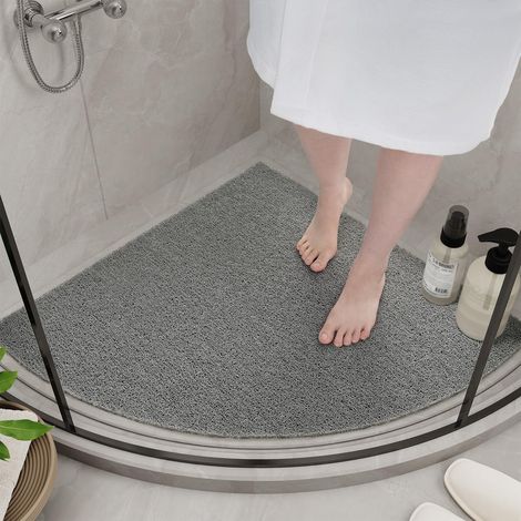 Tapis douche antidérapant PVC luffa rapide gris 60cm (1/4)