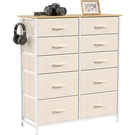 HOMCOM Fabric Chest of Drawers, 8 Drawer Dresser for Bedroom, Beige (1/5)