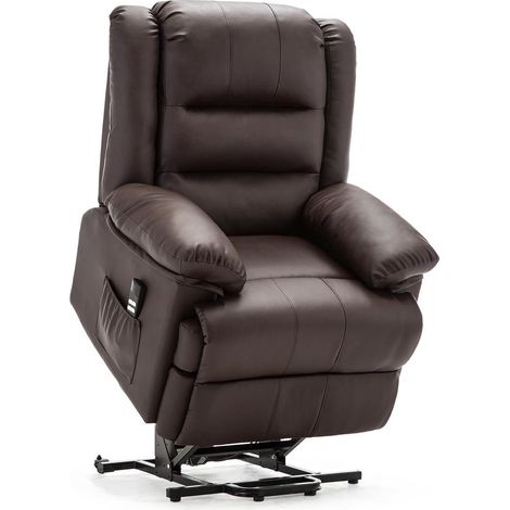 LOXLEY DUAL RISE BROWN LEATHER RECLINER CHAIR (1/5)