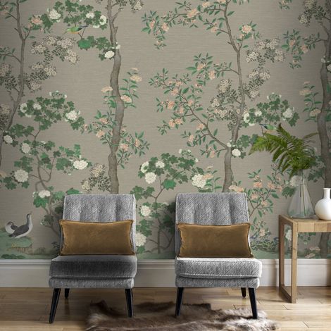 Papier peint panoramique Jardin d'Agathe 280 x 250cm Multicolore (1/5)
