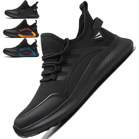 Chaussures De Sécurité Confortables Hommes Avec Capuchon D'orteil En Acier, Entraîneurs De Sécurité Femmes Légers Smash Et Ponction Noir-46 (1/5)