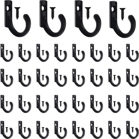 50 crochets muraux noirs Crochet simple, mini crochet porte-clés, pour bijoux et chapeaux, petits crochets parfaits pour des projets de bricolage vintage de style champêtre (1/5)