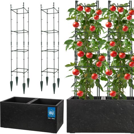 KOTARBAU® Pot de Fleur Exterieur, Pot de Plante, Treillis Plante Grimpante, Pot de Jardin, 58x29x29cm, Rectangulaire, Pot Effet Béton avec Bac Intérieur, Noir, Tuteur Tomate, 21x21x120cm, PVC (1/5)