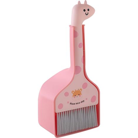 Small Broom and Dustpan Set, Cute Giraffe Kids Dustpan and Brush Set, Mini Cartoon Space Cleaning Kit for Home Office Pet Nest Car Camping