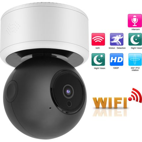 Caméra de Sécurité WiFi 1080P avec Détection Intelligente, Interphone Audio Bidirectionnel, Vision Nocturne Infrarouge, Alimentation Large 100-240V (1/5)
