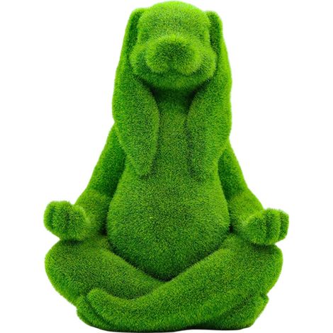 Beflockte Grüne Hasenfigur aus Kunstharz Sitzende Osterhasen
