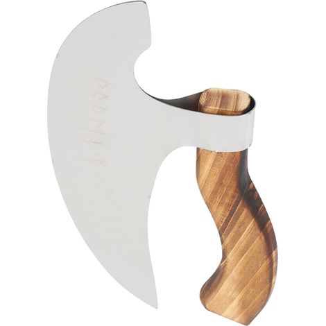 Hachette à pizza, grande hache viking, manche en bois et acier inoxydable, outil polyvalent et facile à utiliser pour la décoration des aliments (1/5)