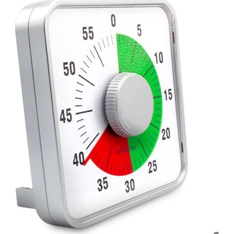 FISHTEC Minuteur geant mecanique Visuel carre 60 minutes grand format zone colorée alarme sonore sans piles cuisine classe (1/5)