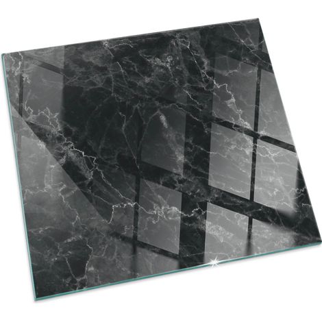 Elegante Hartglas Kaminbodenplatte Ofenglas Funkenschutzplatte für Kamin Hitzeschutz Schutzplatte Elegantes Marmormuster Quadratisch 50x50 cm