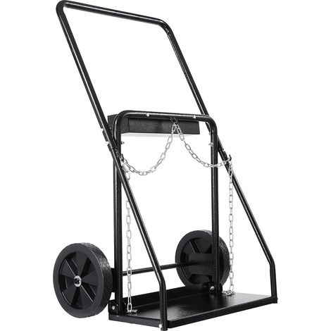 Chariot double bouteilles de soudage, oxygène acétylène, capacité 440 livres, roues pleines 10 pouces, usage polyvalent