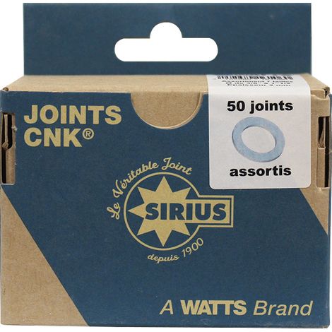 Watts – Boîte de 50 joints pour WC – Assortiment 6 tailles 3/8" à 1"1/2 – Épaisseur 2mm – Résistant jusqu'à 350°C et 100 bar