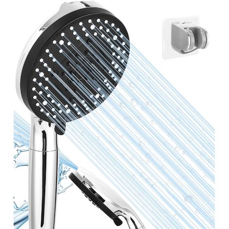 Cabezal de ducha con filtro, 8 tipos de chorro, ahorrador de agua. (1/5)