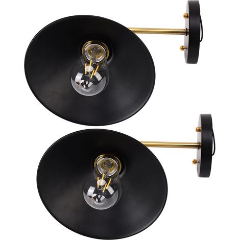 2 Appliques Murales Vintage Rétro à Bras Pivotant Industriel avec Douille E26/E27 et Ampoule, Compatible AC110‑250V et Prise UE (1/5)