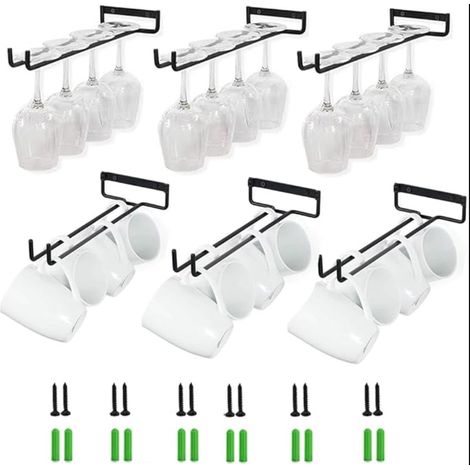 Glass Holder Stemware Holder Hanging Glass Holder Wine Glass Holder Holds Wine Glasses with Screws for Kitchen, Coffee (1/5)