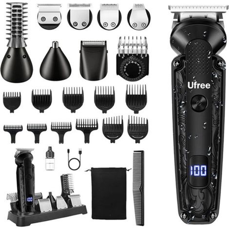 Tondeuse électrique multifonction 8-en-1 — rechargeable USB, IPX7 étanche, lames céramiques arrondies (1/3)