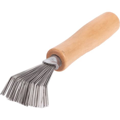 ensemble de brosse nettoyante, peigne mini à airbag, râteau métallique à manche en bois, idéal pour une utilisation à domicile et en salon. (1/5)