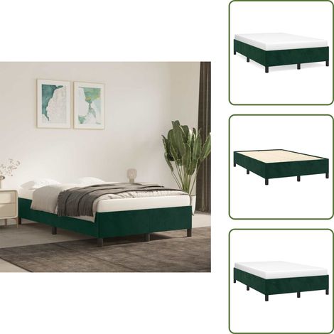 The Living Store Cadre de lit sans matelas vert foncé 120x190 cm velours - Cadre De Lit - Lit Double - Lit Velours - Lit Vert - Meuble Chambre
