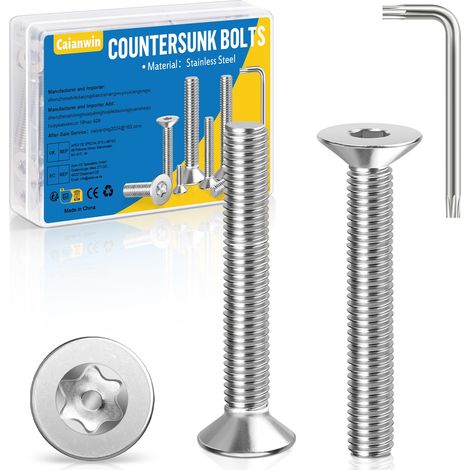 Lot de 20 vis à tête fraisée M4 x 25 mm Torx en acier inoxydable avec clé Torx 304 Vis à tête fraisée pour machines, appareils et meubles (1/5)