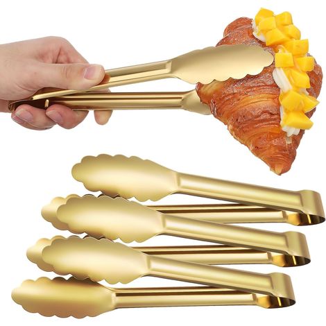 Ensemble 4 pinces barbecue inox 201 de 9 pouces, épaisses et solides, pour steak, salade ou service (1/5)