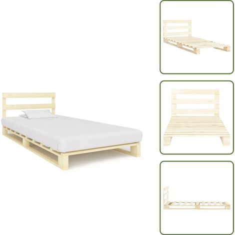 The Living Store Estructura cama palets sin colchón madera maciza pino 100x200cm - Estructura de cama